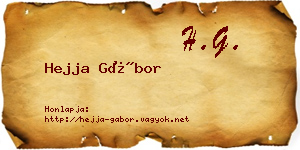 Hejja Gábor névjegykártya